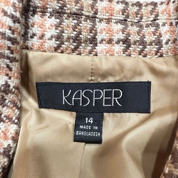 Kasper Plaid Blazer in Brown and Cream - Picture 7 of 10